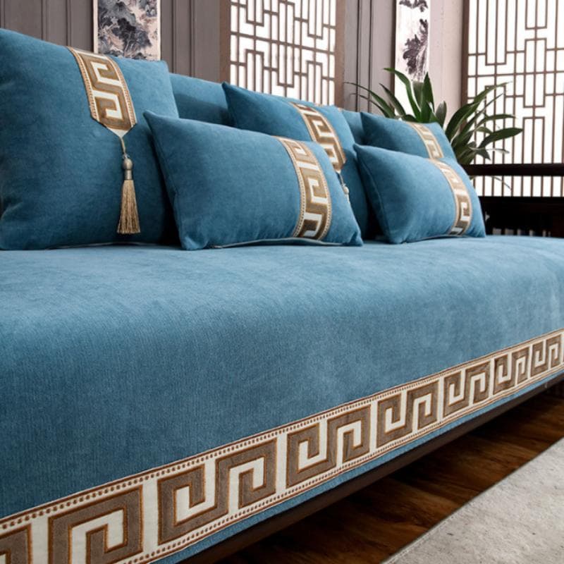 Chinese Style Thick Sofa Covers Solid Chenille Anti-slip Couch Cushion Living Room Sofas Universal Armchair Slipcover Towel Mat 90*90CM
