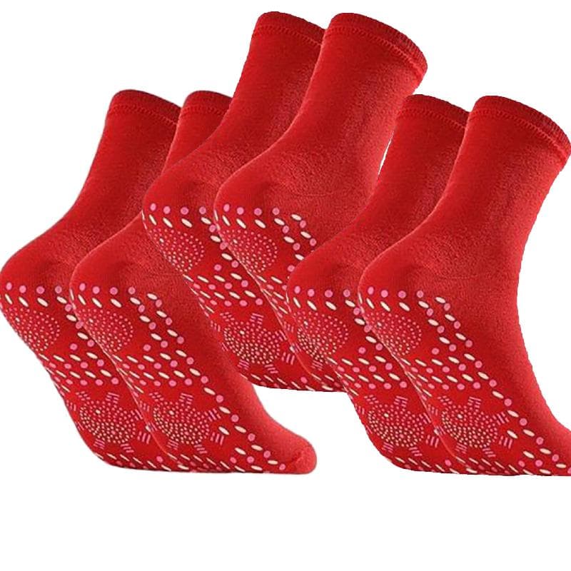 1/3/5pairs Tourmaline Self-Heating Socks Winter Warm Thermal Health Care Socks Slimming Health Short Sock Magnetic Therapy Sock 3 PCS red