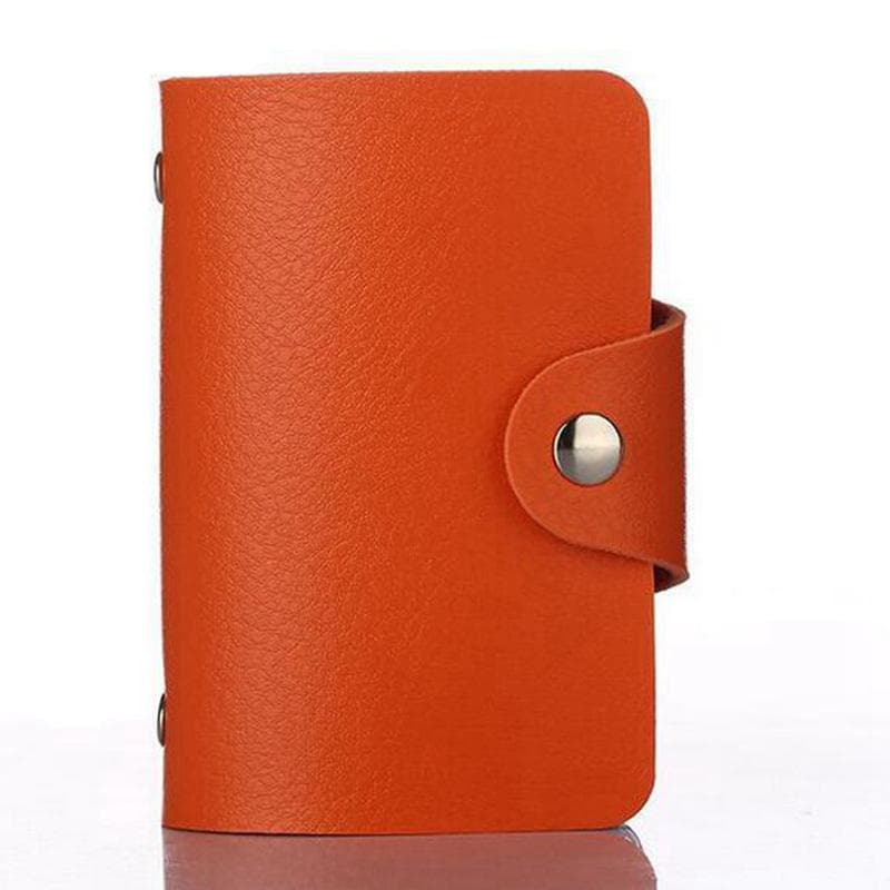 24Bits PU Leather Case Card Bag Business Card Passport Holder Organizer ID Credit Card Wallet 10.3cm orange