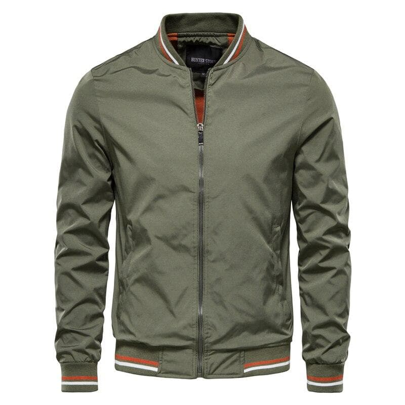 2024 New V-neck Design Spring and Autumn Fashion High Quality Men's Jackets for Men's Leisure Slim Fit Men's Baseball Jackets M army green