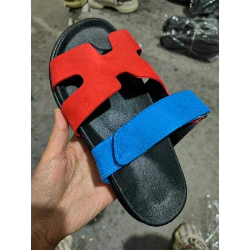 Thick Soled Sandals, Plus Size Velcro, Color Blocking, Suitable for Casual Women's Shoes, Versatile and Versatile 43 navy blue