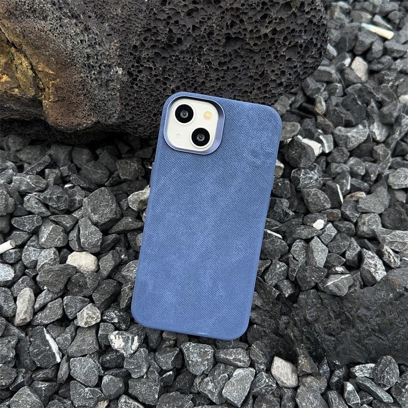 Applicable To IPhone 16 Mobile Phone Case 15pro Magnetic Charging Apple 14 Velvet Fiber Pattern Protective Case iPhone12promax