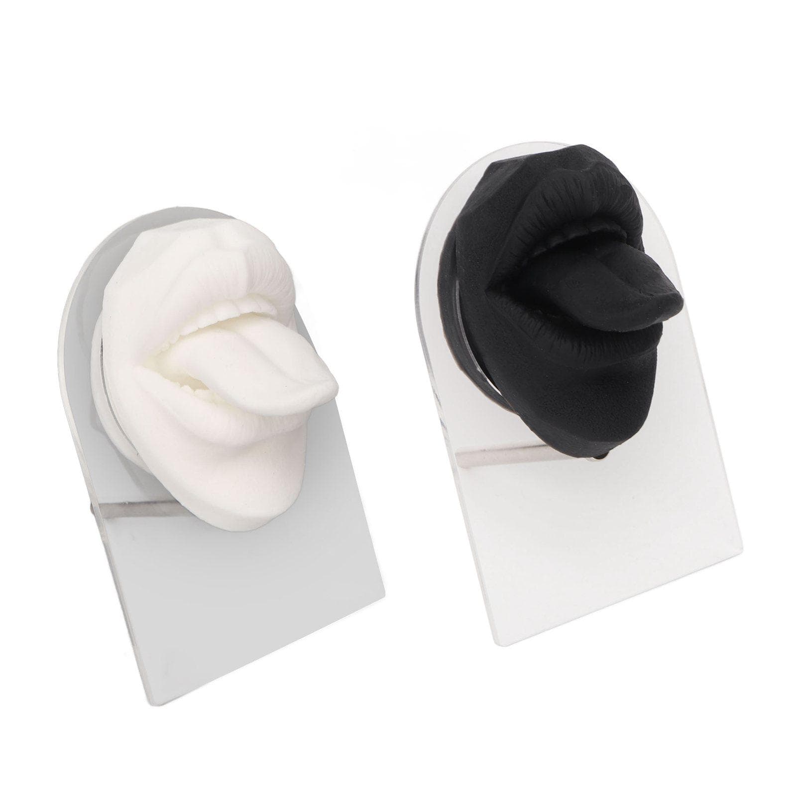 2 Pcs Silicone Tongue Mouth Model Black and White High Simulation Reusable Human Tongue Mouth Mold
