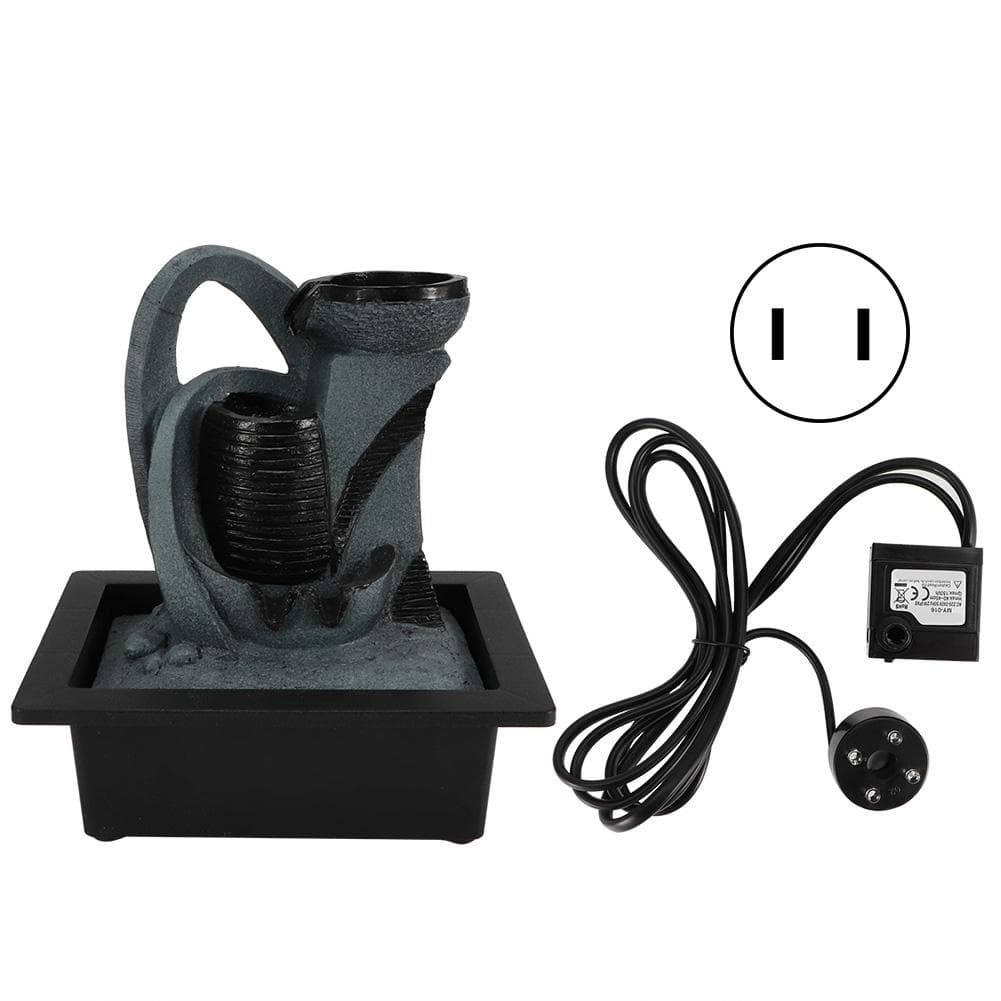 Indoor Tabletop Water Fountain Ornament with Water Pump LED Light for Home Office DecorationType