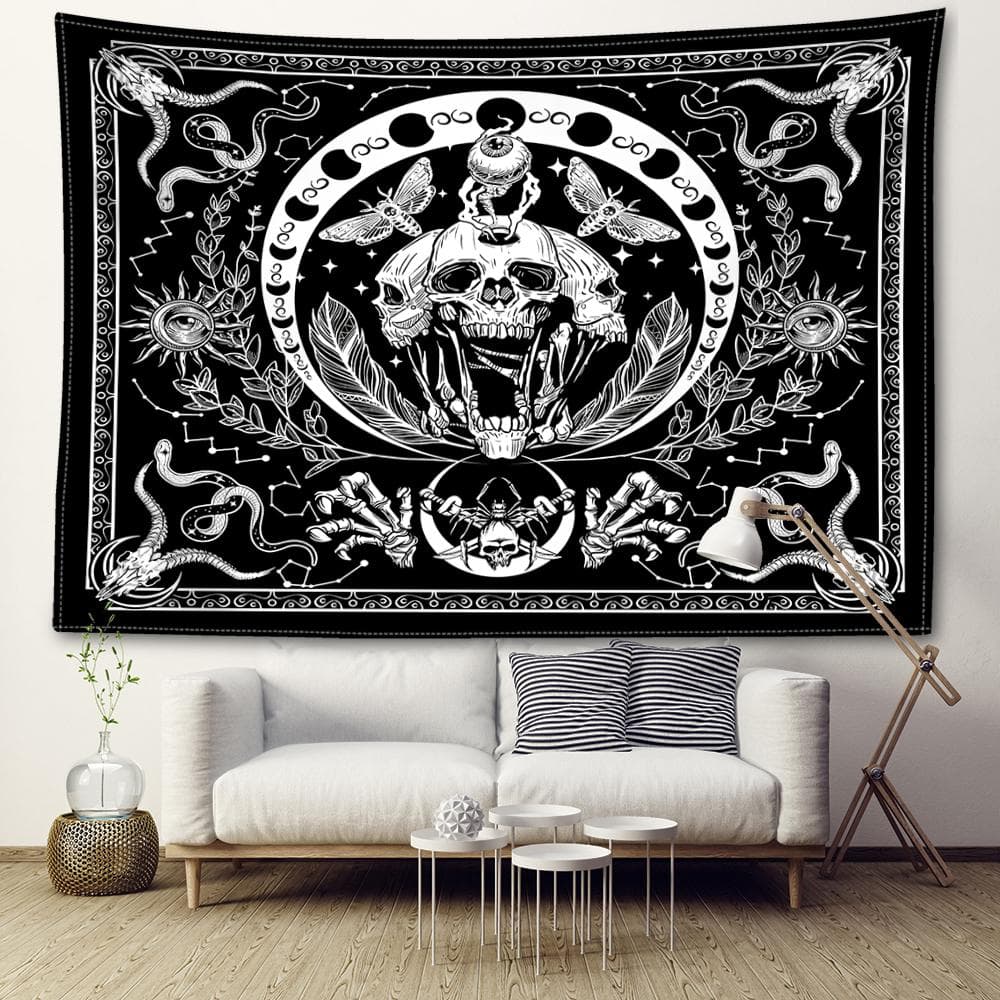 Butterfly Skull Tarot Tapestry Wall Hanging Abstract Art Hippie Tapitz Witchcraft Mysterious Dormitory Home Decor 95x73CM