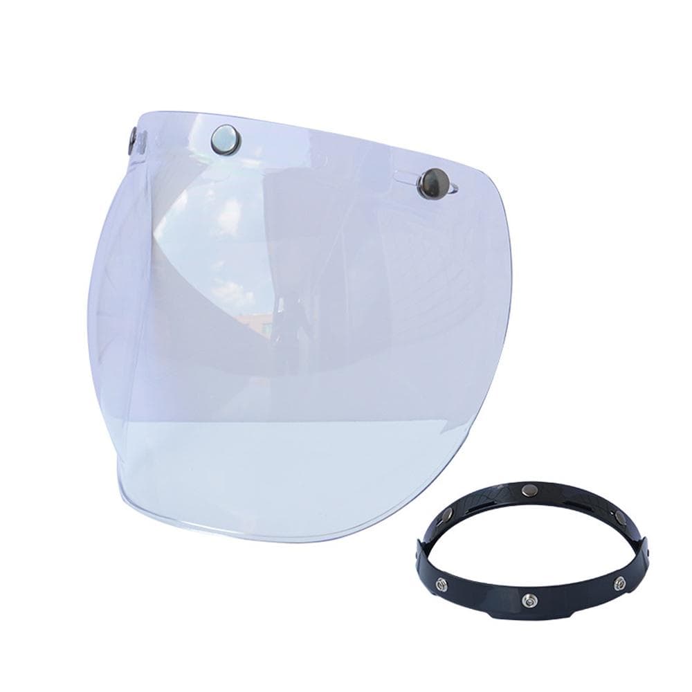 Helmet Bubble Visor Motorcycle Helmet Windshield Lens with Flip Bracket for 3-Snap Open Face Helmets transparent
