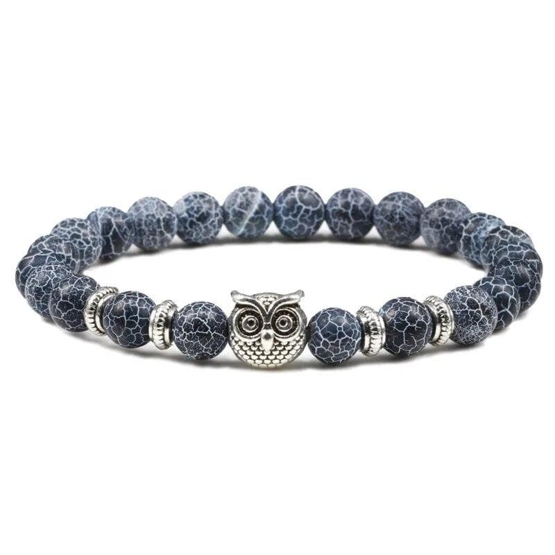 Black Lava Tiger Eye Weathered Stone Bracelets Bangles Classic Owl Beaded Natural Charm Bracelet for Women and Men Yoga Jewelry CHINA