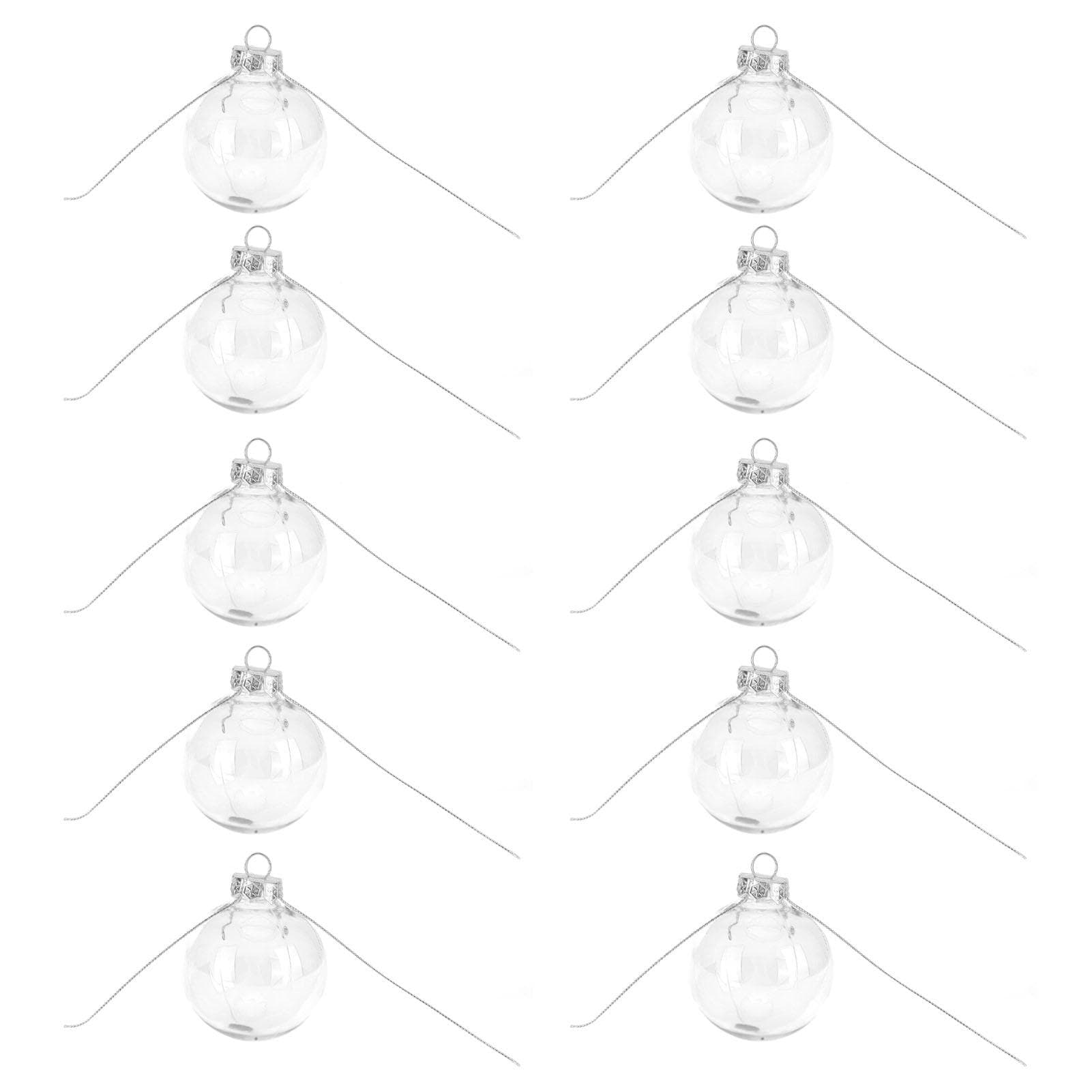 10Pcs/Set Decorative Hanging Ball Reusable Fillable Transparent Christmas Ball for Holiday Party6cm 6cm/2.36in