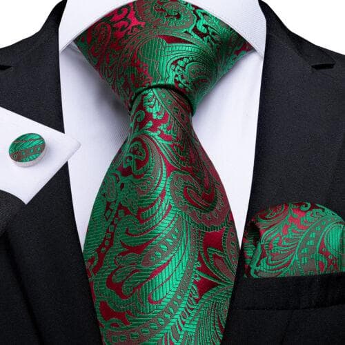 DiBanGu Mens Silk Necktie Set Striped Paisley Solid Tie Pocket Square Cufflinks N-7280