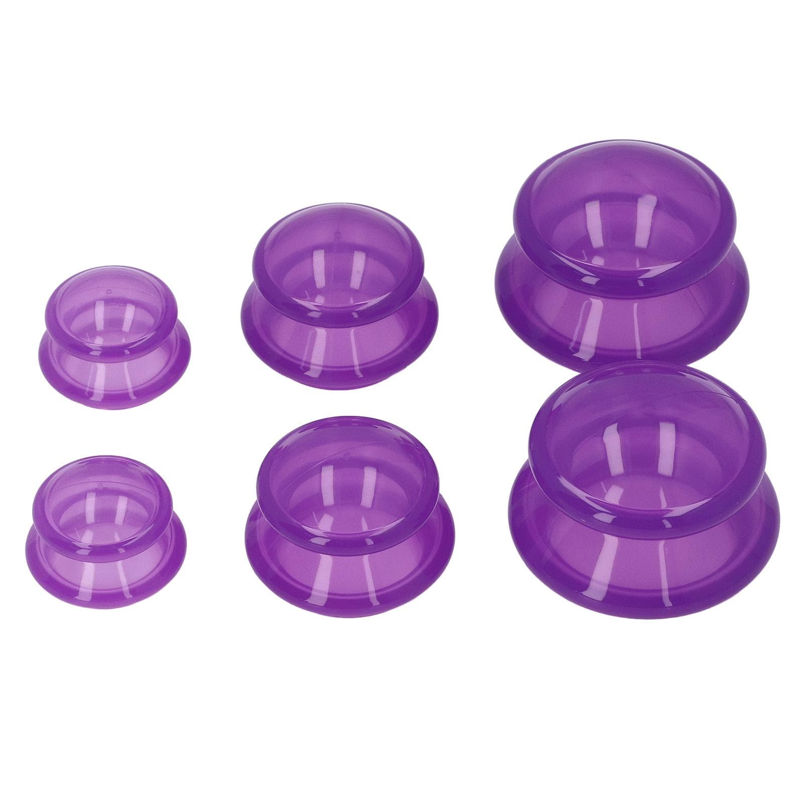 6pcs Silicone Cupping Set High Transparency Wet Absorption Negative Pressure Massage Scraping purple