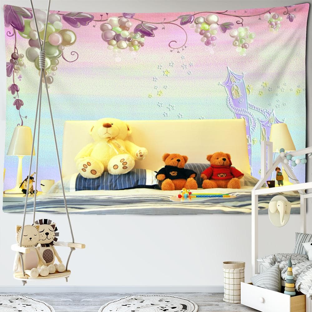 Cartoon Whale Ocean Tapestry Wall Hanging Bohemian Ins Wind Kawaii Animation Art Dormitory Bedroom Home Decor 95x70cm