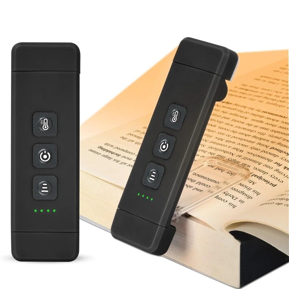 Clip-on Bookmark Book Light With Timer USB Rechargeable Reading Light Mini Led Read Light Portable Bedside Desk Light Read Lamp black