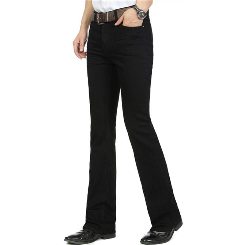 Mens Denim Bootcut Pants 70s Western Cowboy Bell Bottoms Flared Jeans Trousers Casual Plus Size 38 black