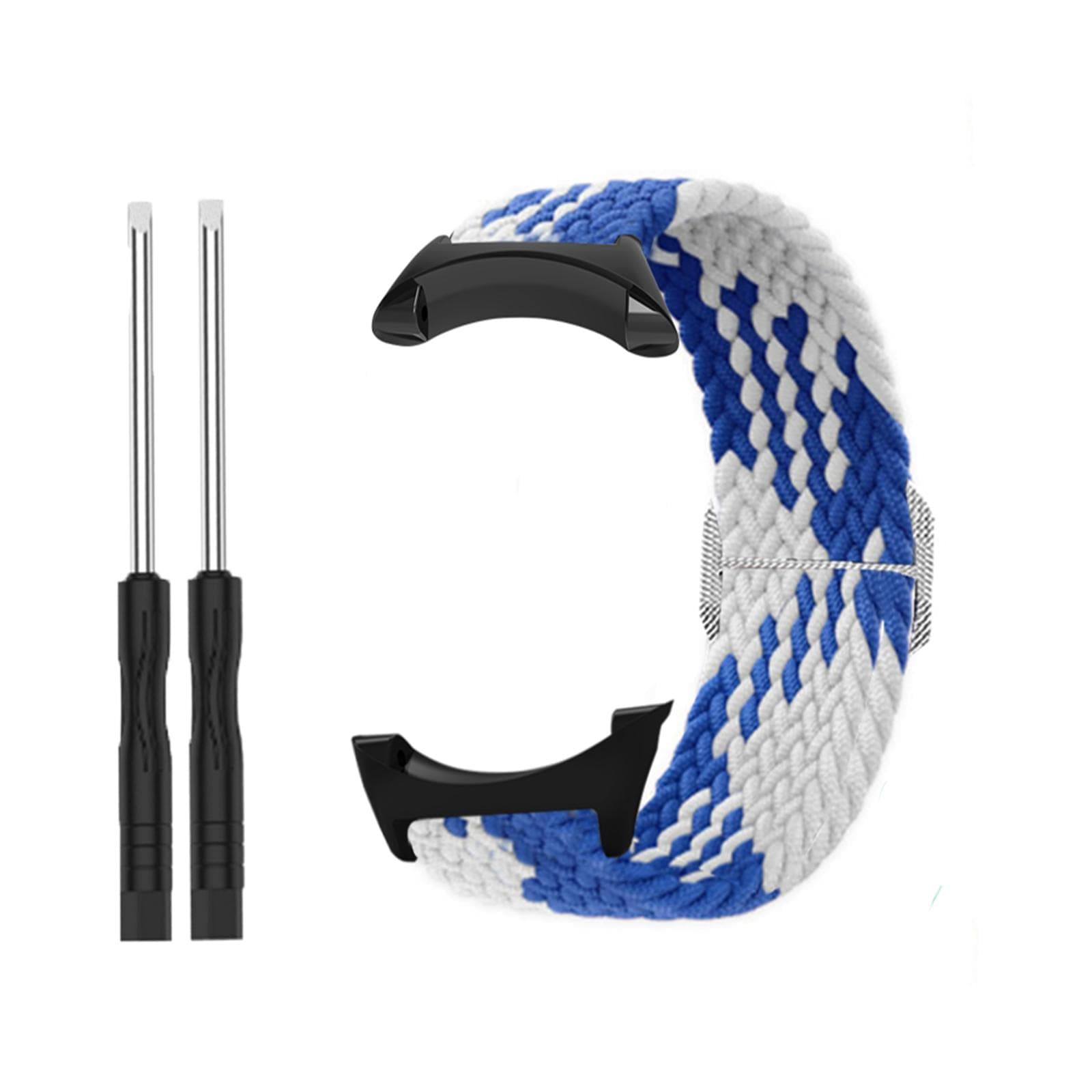 Stretch woven nylon strap white/blue