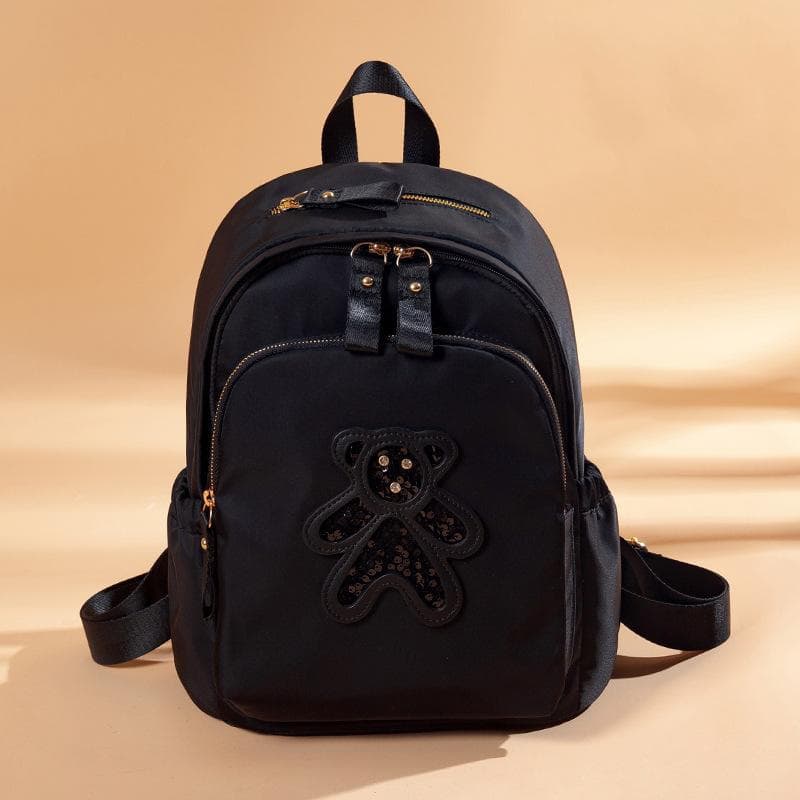 Multi-functional Backpack for Women, Waterproof Oxford Cloth Bear Backpack, Fashionable and Casual, Single-shoulder Carry for Commuting black