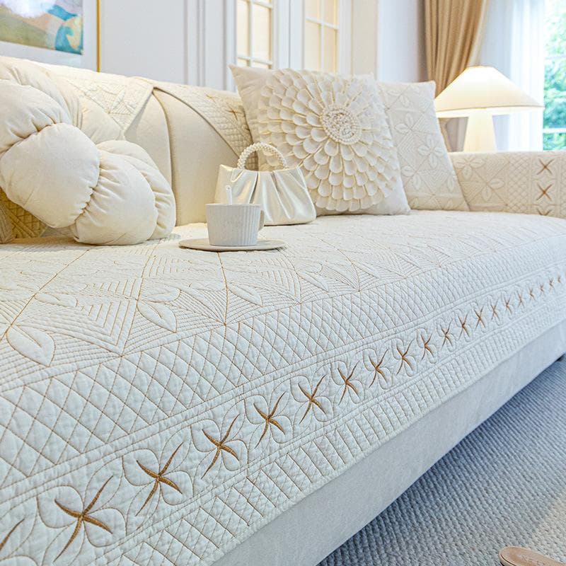 Cotton Embroidery Sofa Cover for Living Room Winter Warm Non-slip Sofas Cushion Nordic L-shaped Couch Towel Sofa Protective Case 70x70cm 1pcs