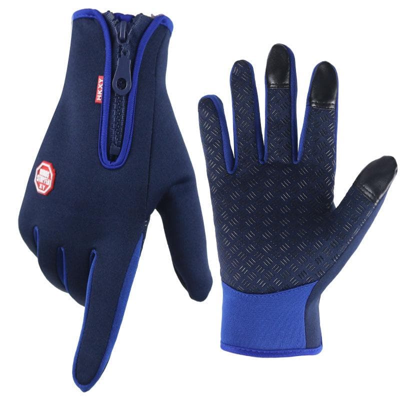 Autumn Winter Warm Cycling Gloves Thermal Outdoor Sport Running Bicycle Ski Gloves for Camping Hiking Motorcycle Gloves Men M dark blue