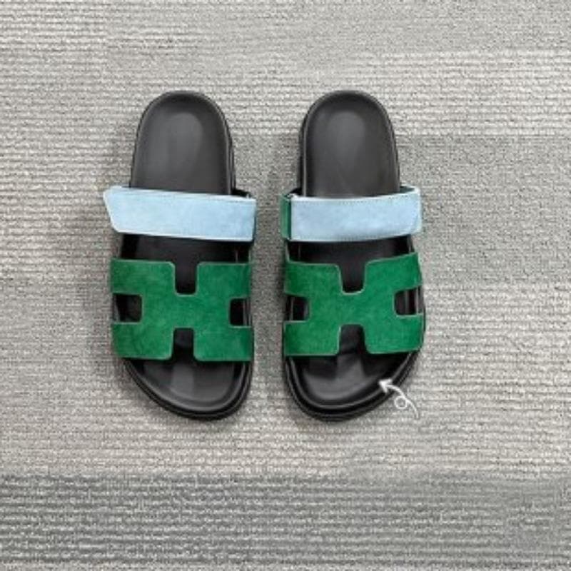 Thick Soled Sandals, Plus Size Velcro, Color Blocking, Suitable for Casual Women's Shoes, Versatile and Versatile 39 green