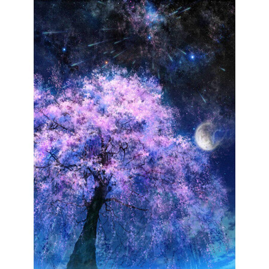 Diy Diamond Painting Full Drill Dream Tree Moonlight Diamond Embroidery Cross Stitch 20X30CM