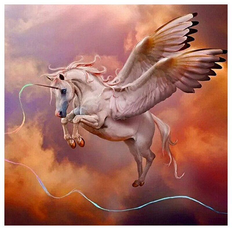 Diamond Painting Cross Stitch Full Round Diamond Embroidery Pegasus Mosaic Pictures Rhinestones 30x30CM