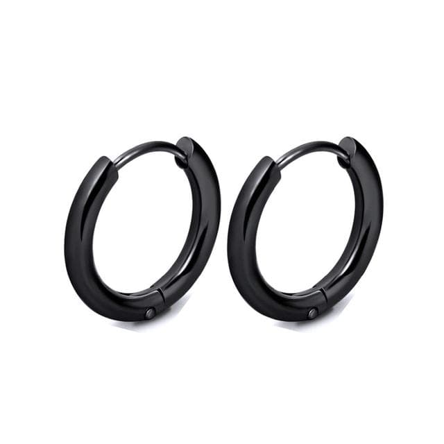 1 Pair 316L Stainless Steel Hoop Earrings for Women Men Tragus Cartilage Ear Piercing Jewelry Pendientes Mujer Hombre Wholesale 10MM black