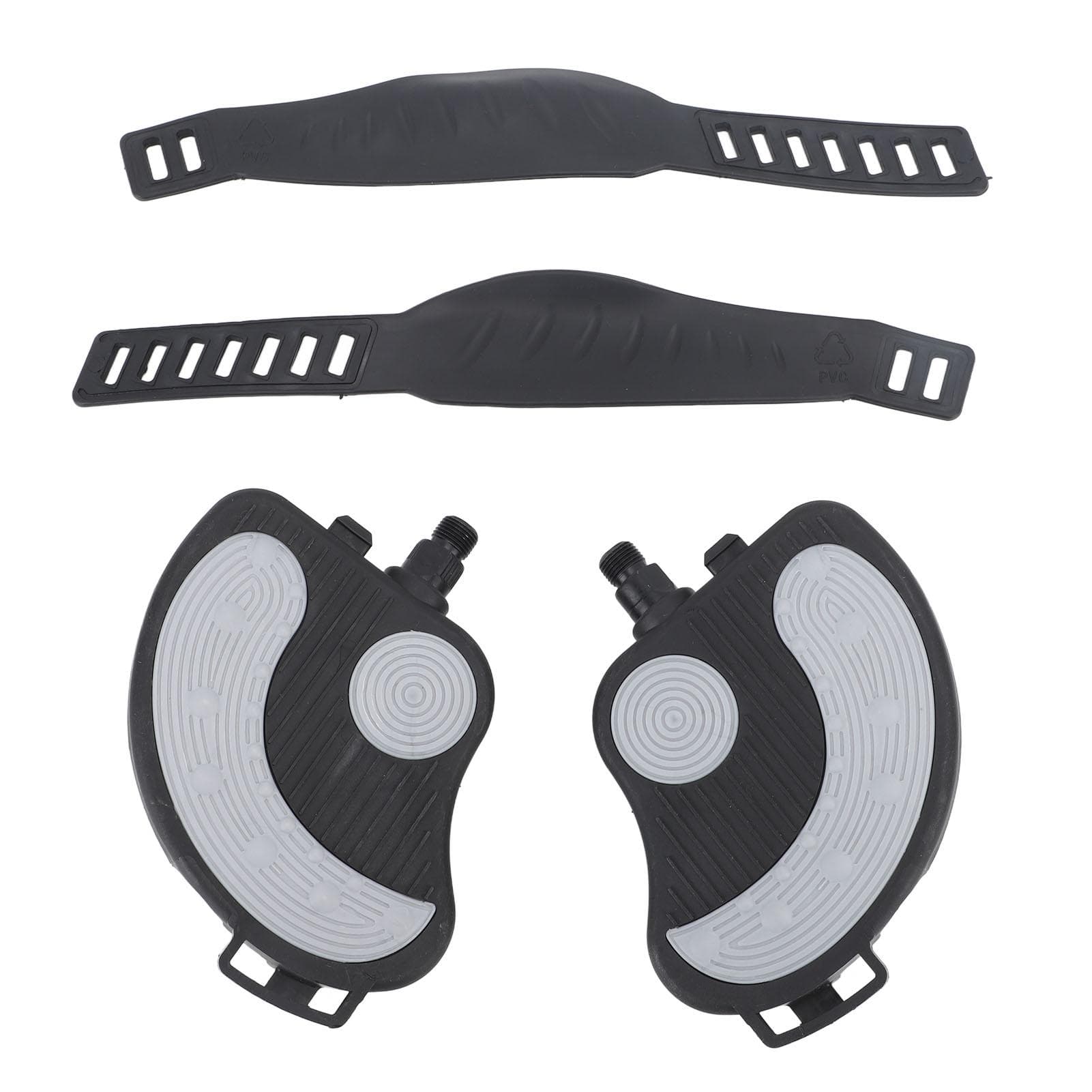2PCS Exercise Bike Pedals with Straps PP PVC Stainless Steel Universal Adjustable Exercise Bike