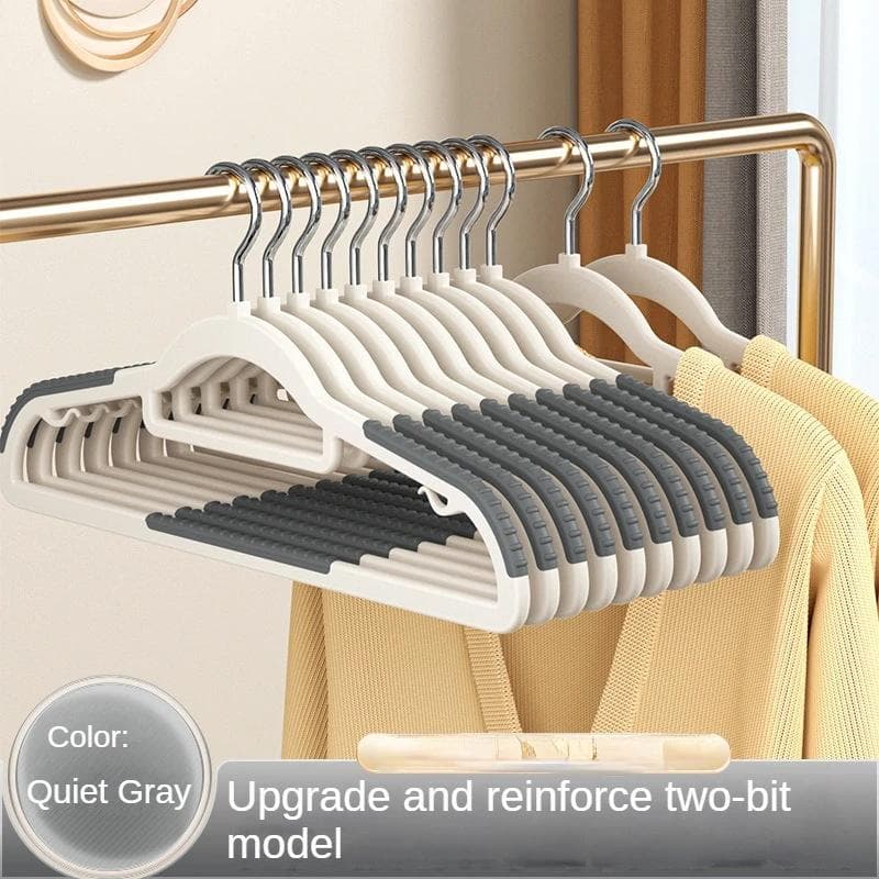 10PCS Anti Slip Hanger Household Clothes Hanger Plastic Non Marking Hanger Clothing Drying Rack grey