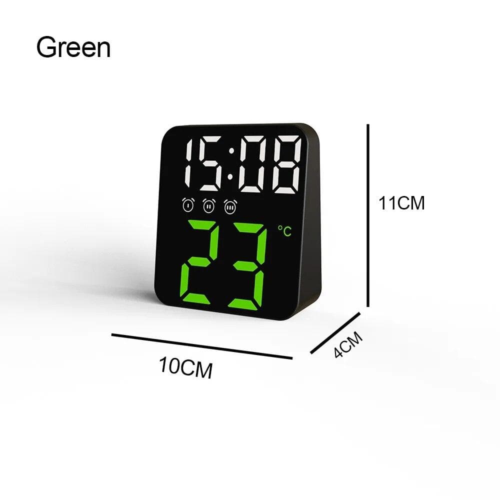 Digital Alarm Clock For Bedrooms With Temperature Adjustable Brightness Voice Control Alarm Wall Clock green