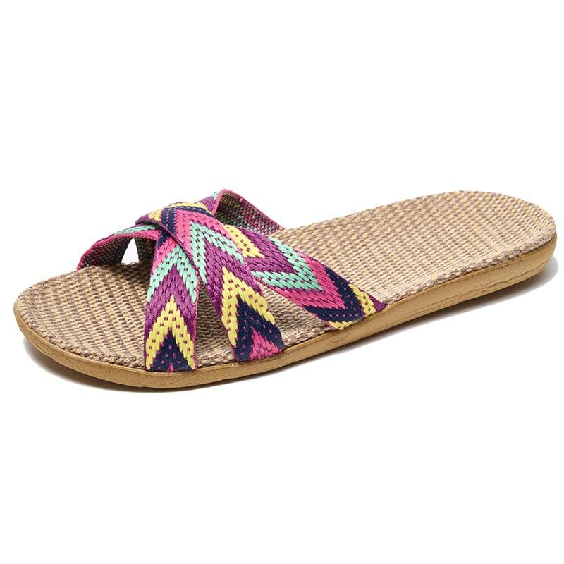 36-45 Plus Size Women'S Slippers Flat Sandals Linen Lightweight Casual Summer Slippers Women For Home 39-40