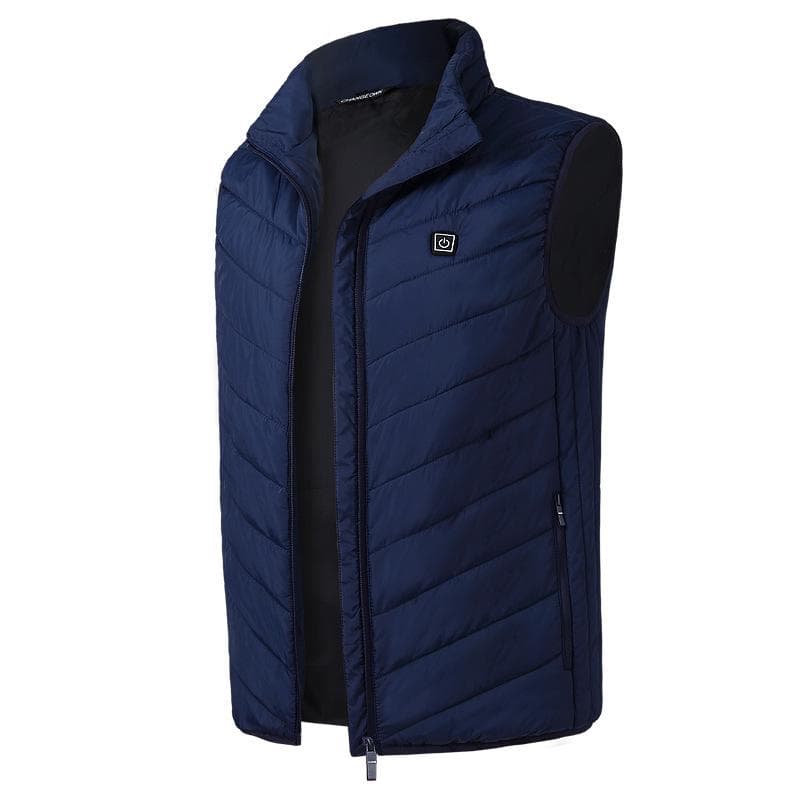 Zipper Mens Sleeveless Heated Vest Male Electric USB Body Waistcoat Winter Warm Heating Outwear M blue