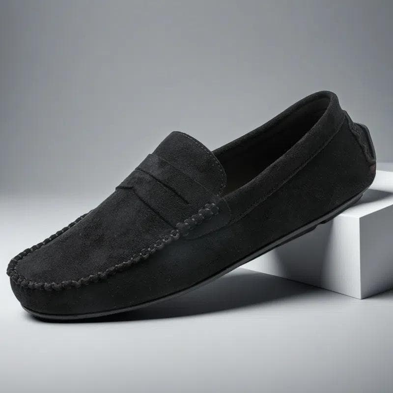 Designer Leather Casual Shoes for Men High Quality Fashion Comfortable Mens Loafers Flats Big Size Driving Shoes 43 black