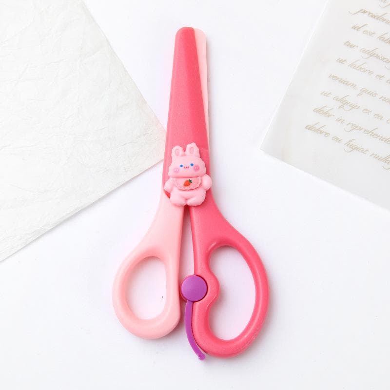 1Pc Cute Cartoon Animal Children's Plastic Scissors Safety Non-metal Blade Handmade Paper Cutter Kindergarten School Supplies