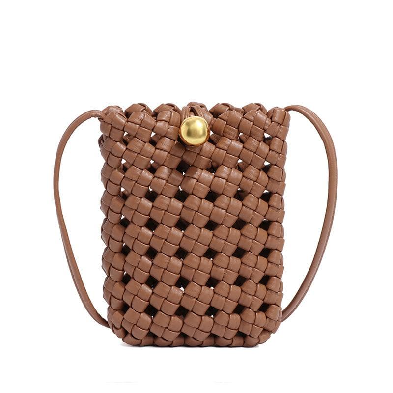 Windmill Knot Woven Vertical Crossbody Phone Bag, Simple Mini Single-shoulder Women's Bag
