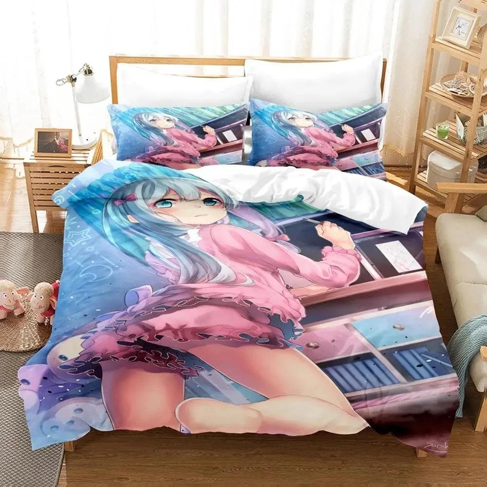 Anime Sagiri Izumi Eromanga Sensei Bedding Set Duvet Cover Bed Set Quilt Cover Pillowcase Comforter king Queen Size 70x133cm 2pcs