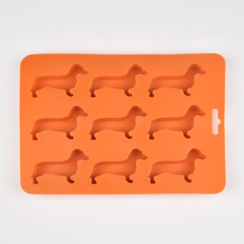 Kitchen Creative Silicone Dachshund Puppy Shaped Ice Cube Chocolate Cookie Mold DIY Home Ice Tray Kitchen Tools Dropshipping orange