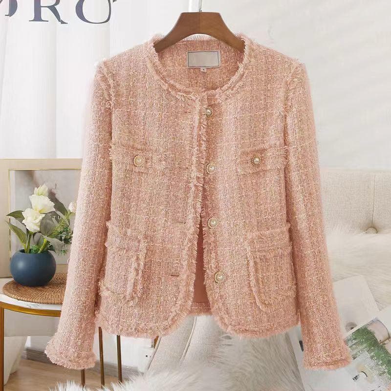 New Blue Tassel Small Fragrance Short Versatile Jacket Women's Spring and Autumn Foreign Style Small Temperament Top XL pink