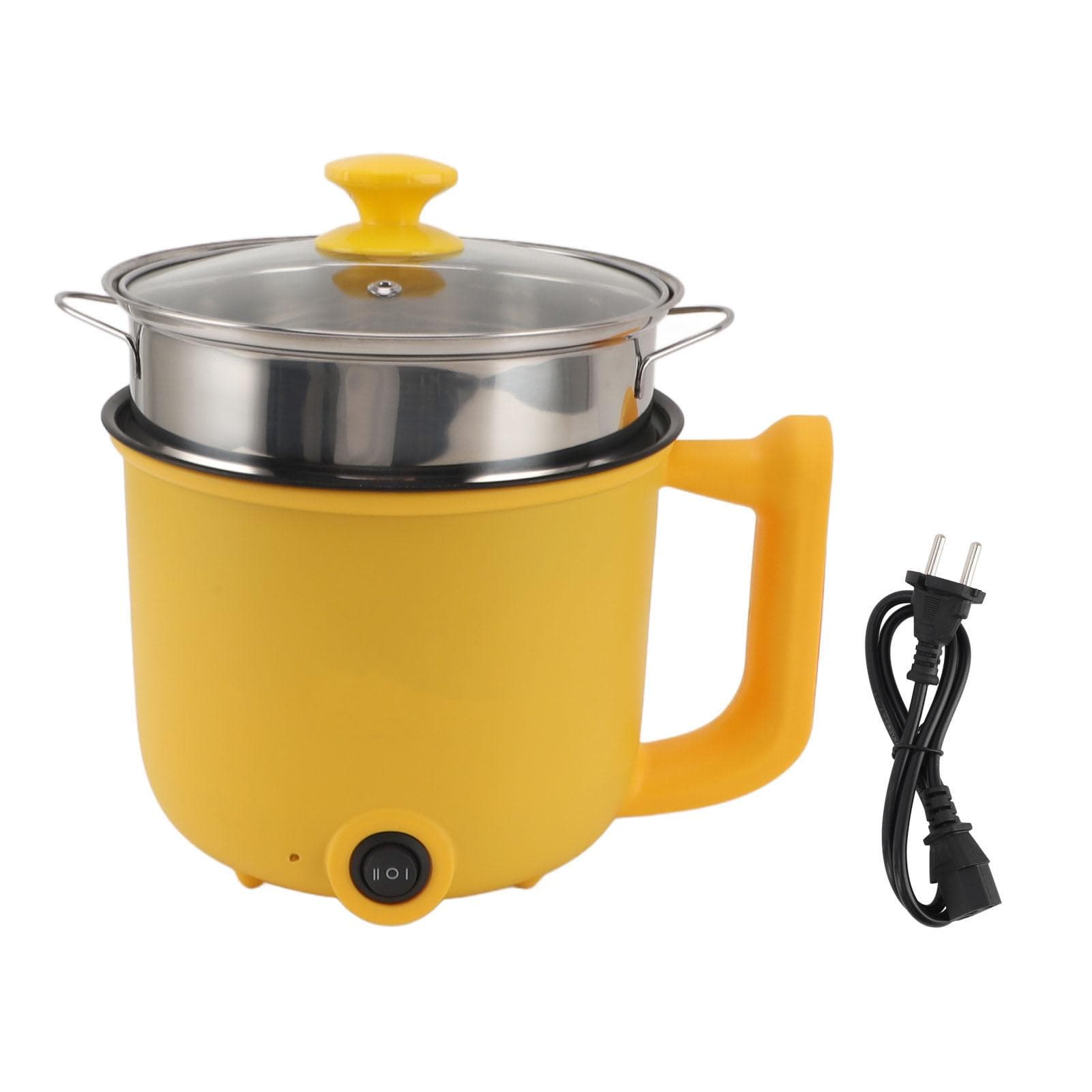 Electric Noodle Cooker Yellow 1.8L 2 Speed Adjustment 600W Automatic Power Off Anti Stick with L(for 6.5-9kg)