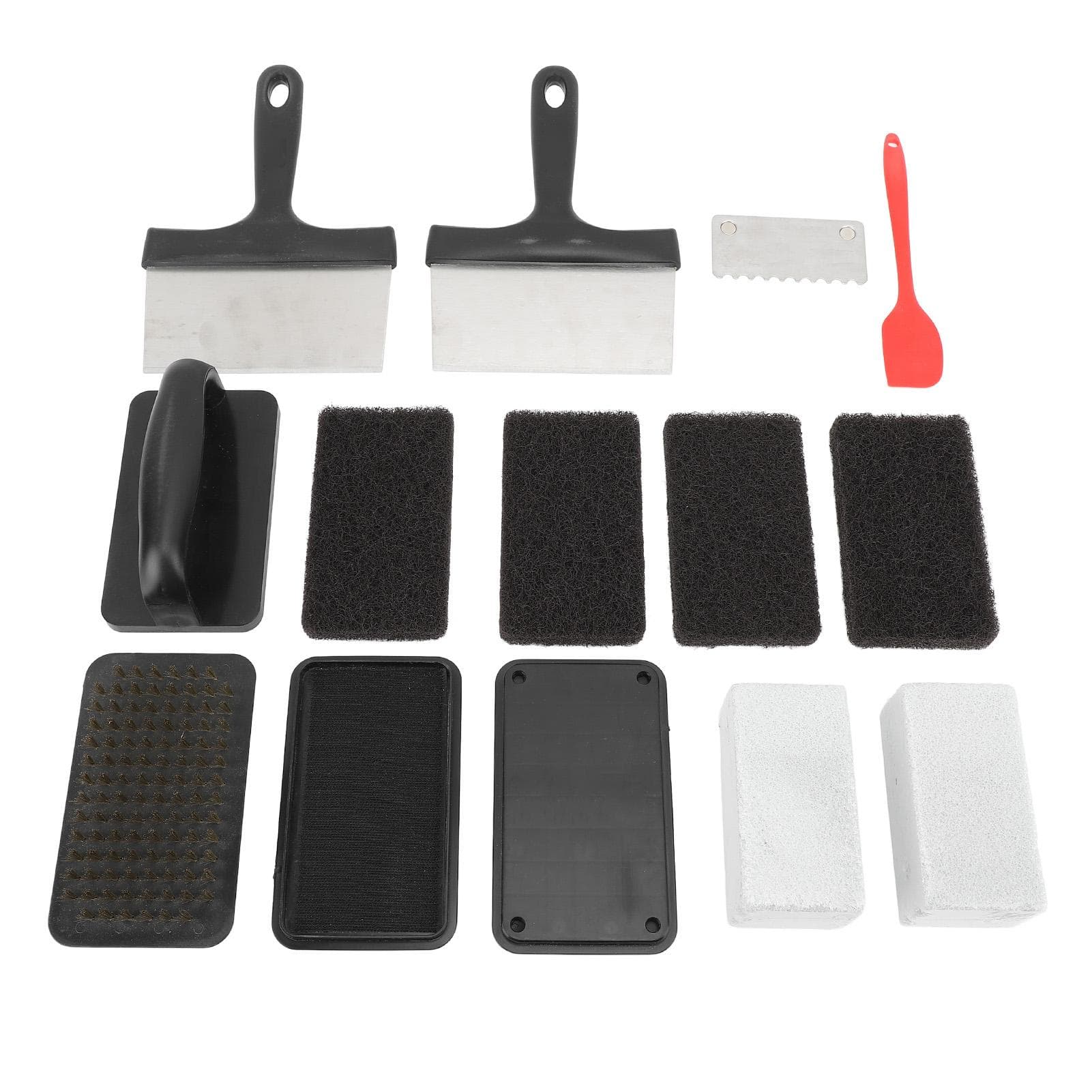 Griddle Cleaning Kit Oil Stain Removal Anti Hot Handle Multifunctional Grill Cleaning Kit 14Pcs