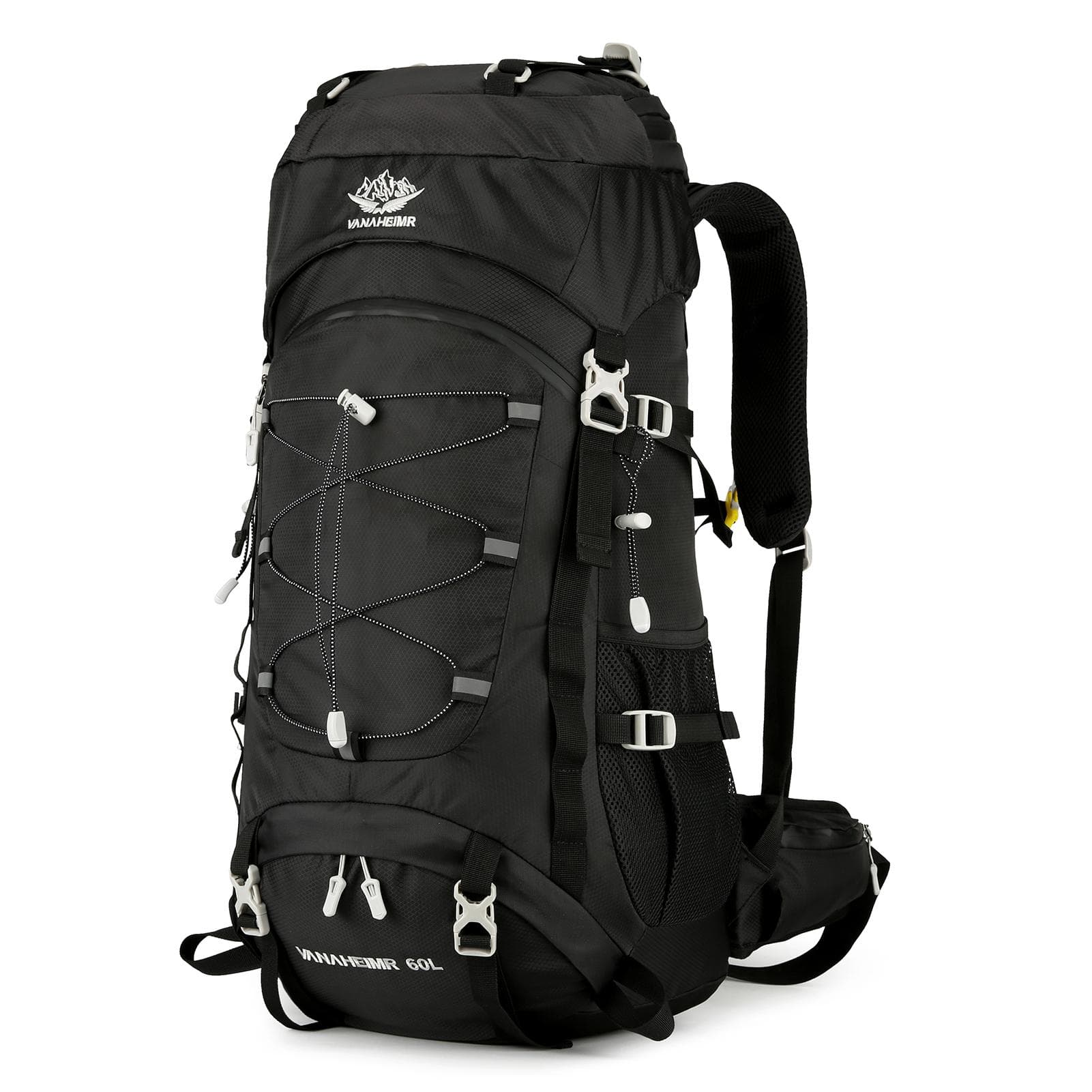 60L Large Capacity Camping Backpack Waterproof Backpacking Mountaineering Backpack for Hiking Travel black