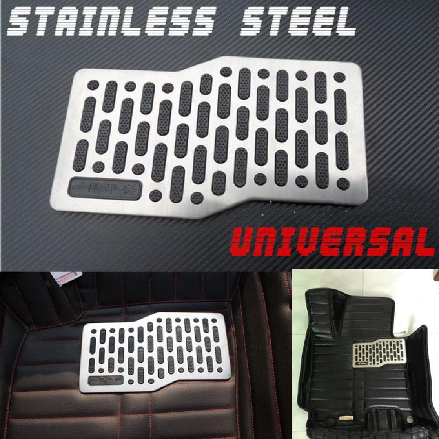 Stainless Steel Car Floor Carpet Mat Heel Plate Foot Rest Pedal Pad Anti-slip