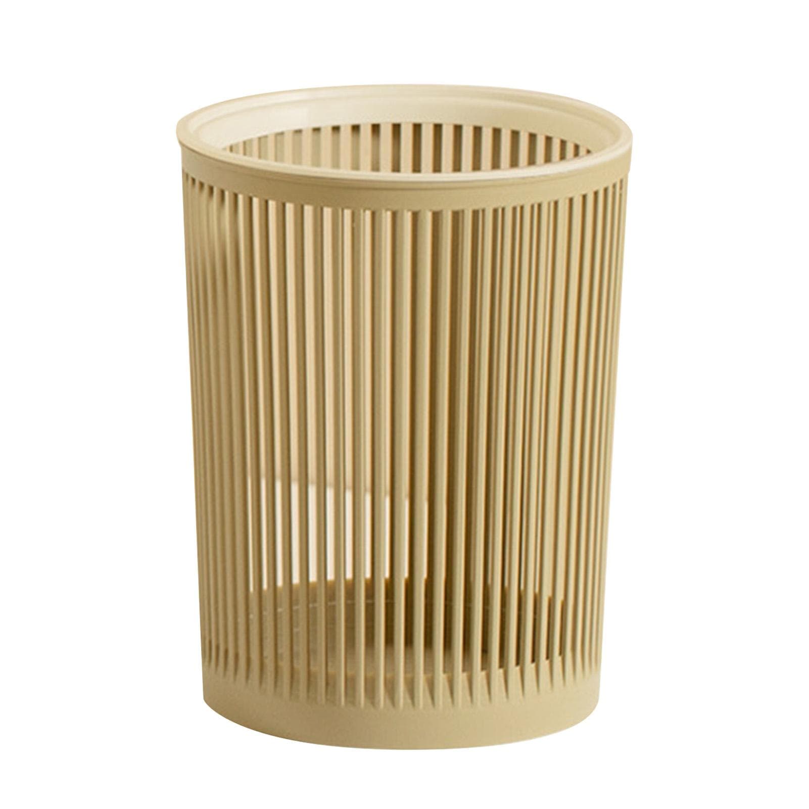 Hollow Trash Can Household Sanitary Bucket Large Capacity Wear Resistant Office Living Room Paper khaki