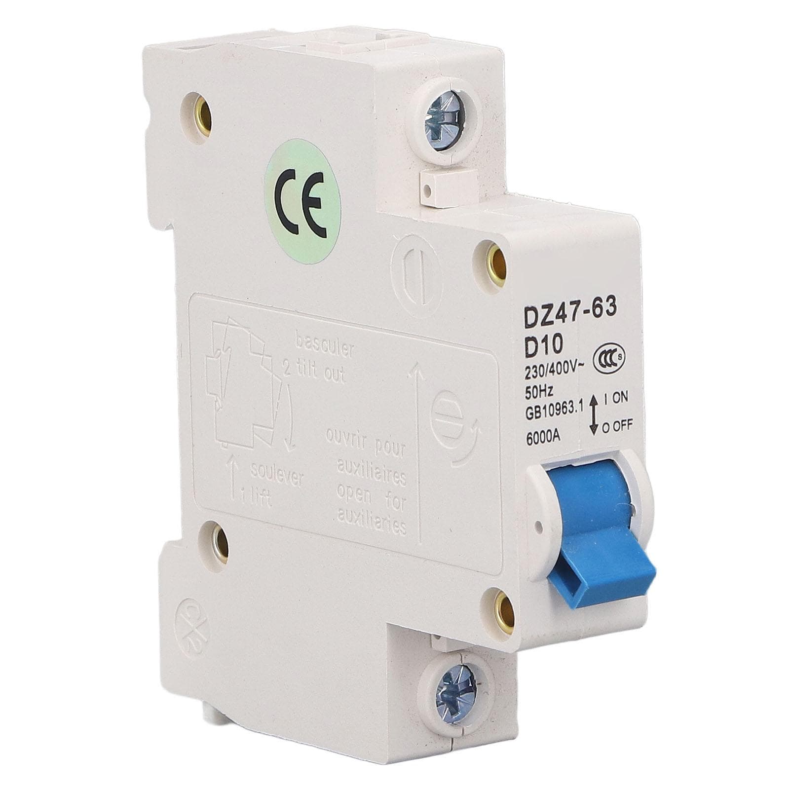 Mini Circuit Breaker 1P 230V 400V Din Rail 10A 6000 Breaking Capacity Circuit Breaker