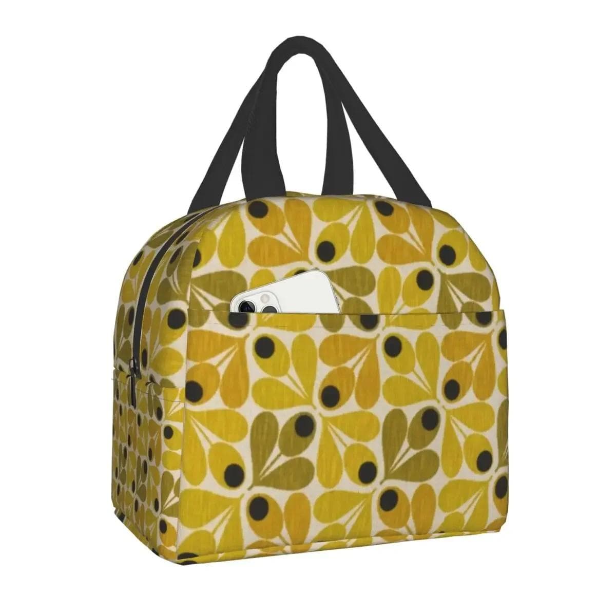 Orla Kiely Multi Stem Thermal Insulated Lunch Bag Scandinavian Flower Portable Lunch Tote for Outdoor Picnic Storage Food Box 22x20x13CM silver