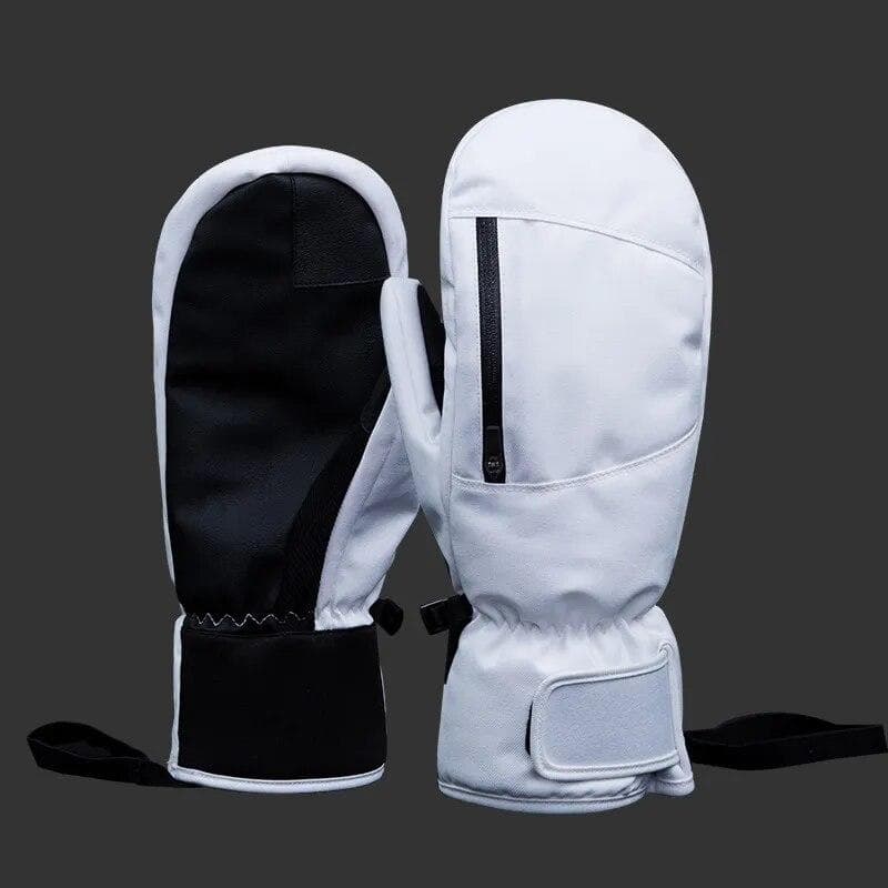 Men Women Winter Skiing Snowboarding Can Touch Screen Waterproof Thermal Thick Snow Gloves Snowmobile Mittens Black White Gray L white