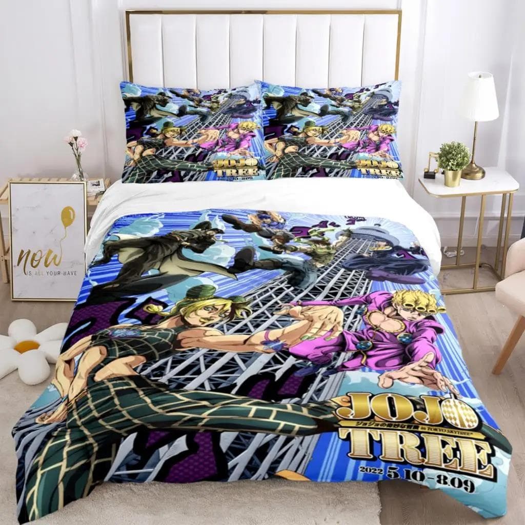 JOJO Anime Print Three Piece Bedding Set Fashion Article Boys Or Adults For Beds Quilt Covers Pillowcases Bedding Set Gift 70x133cm 2pcs
