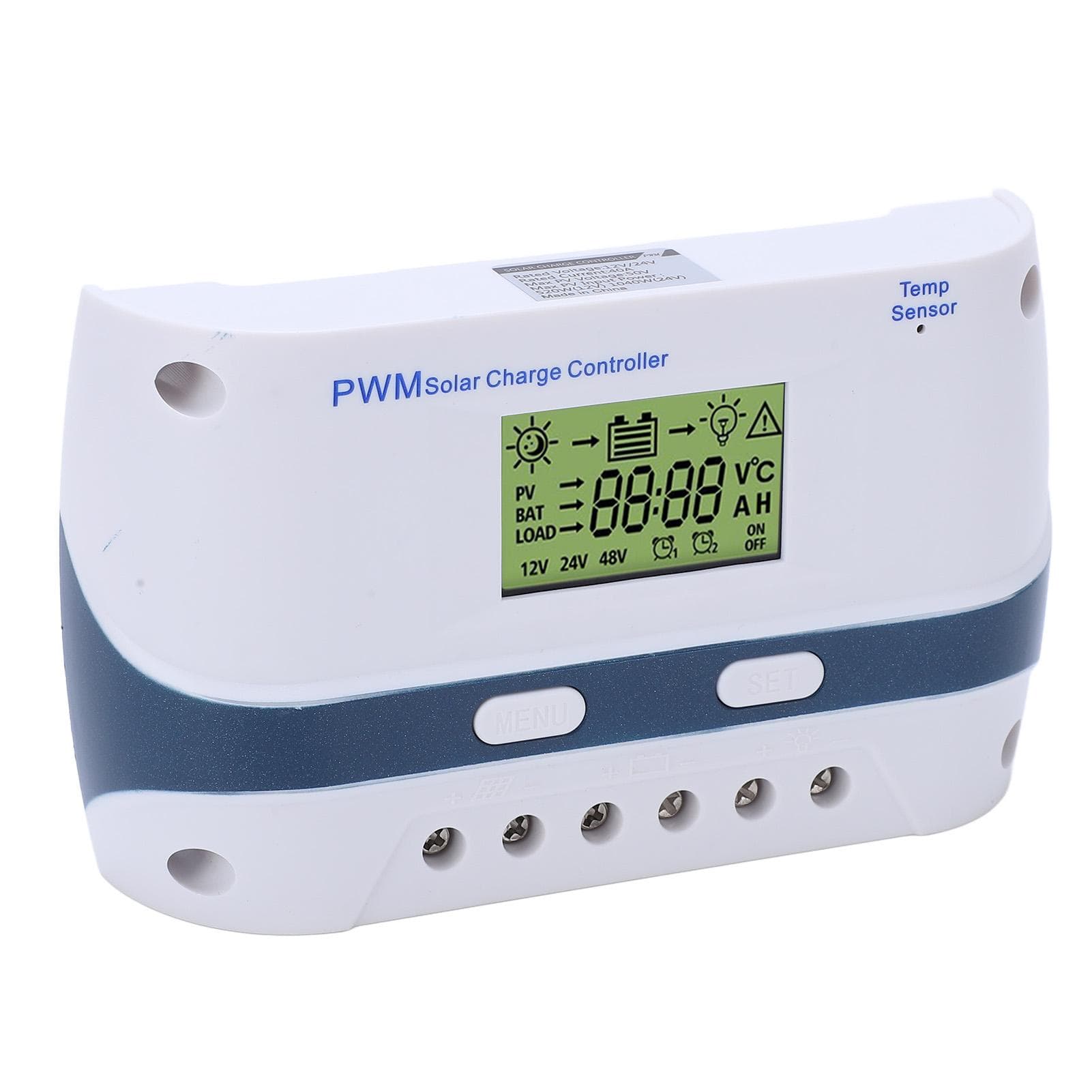 12V 24V PWM Solar Charger Controller LCD Display with USB Output 40A Waterproof Solar Panel