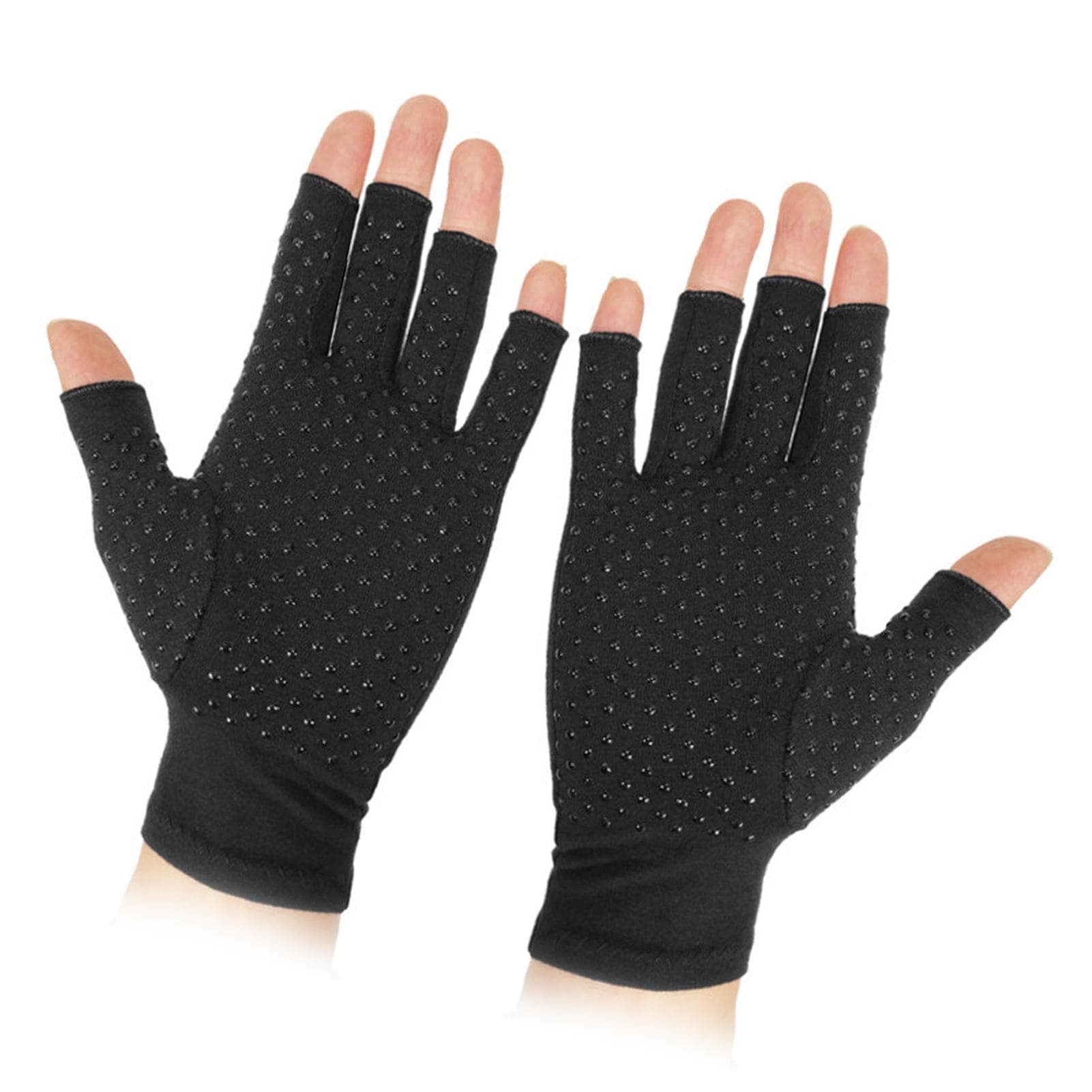 1 Pair Compression Arthritis Gloves Half Finger Bike Bicycle Gloves for Women Men Black Dispensing