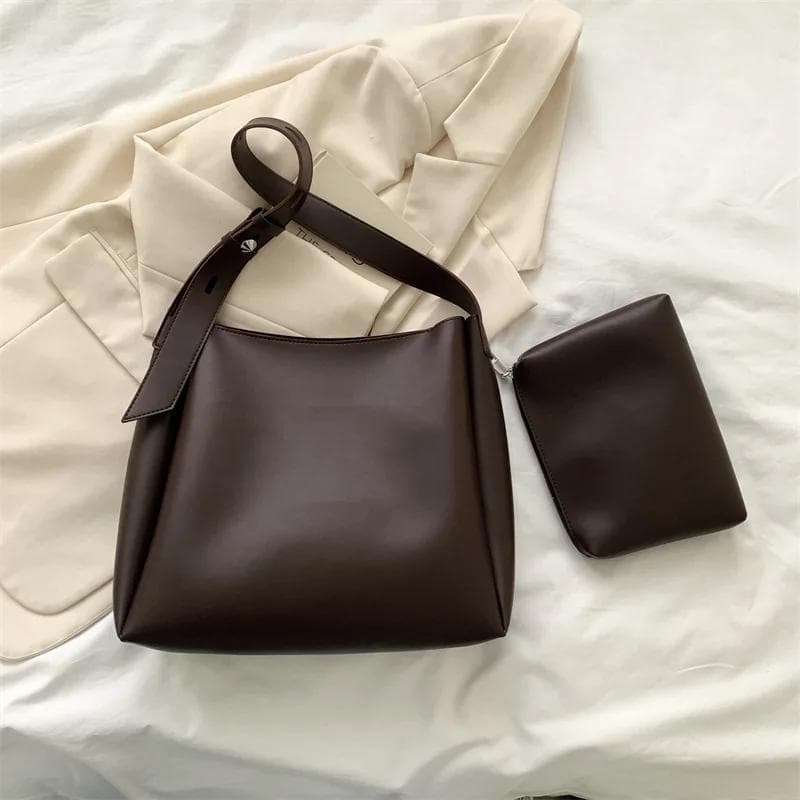 Fashion Leather Tote Bag for Women 2025 Trends Female Simple Large High Capacity Shoulder Side Bag Handbags and Purses Women Bag coffee
