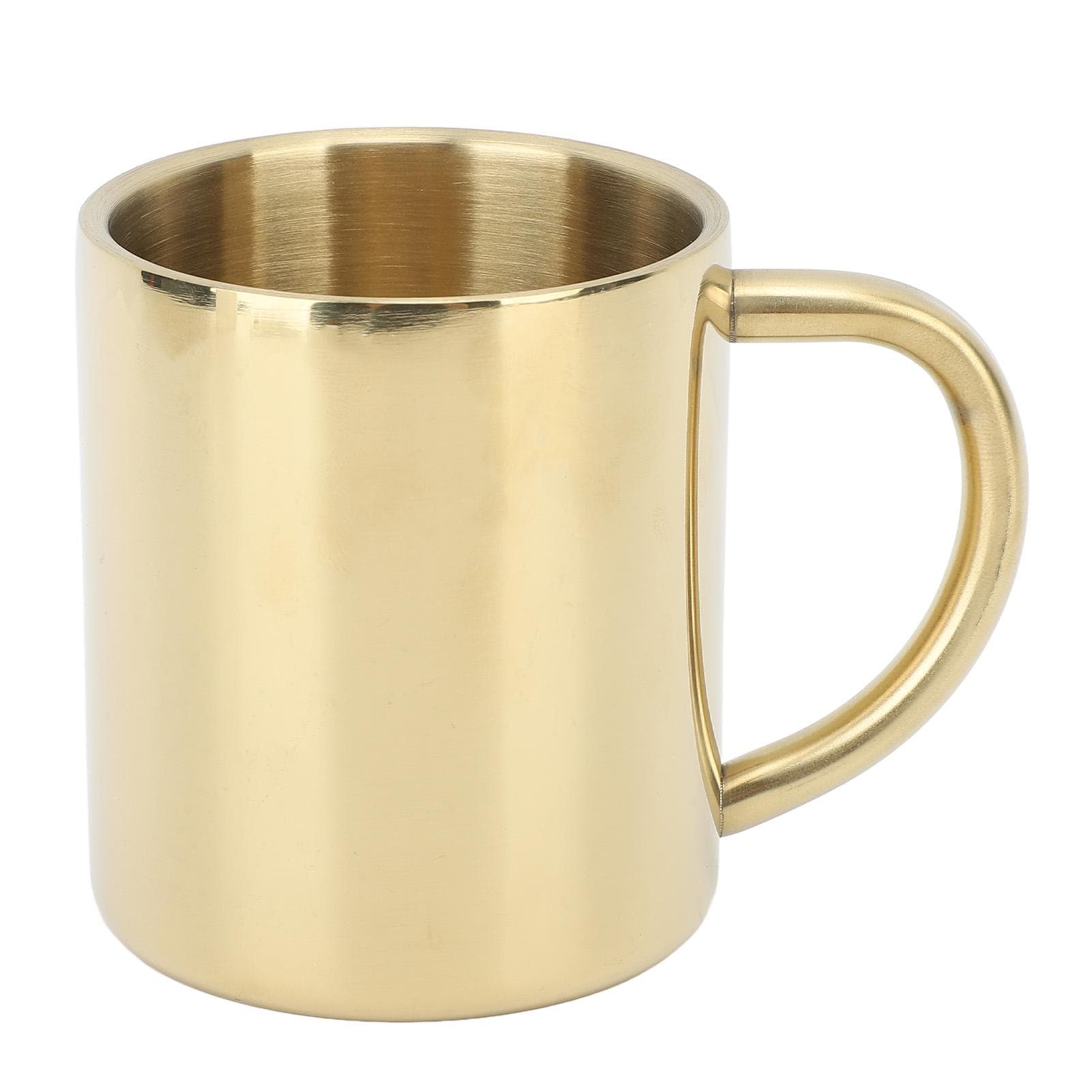 Coffee Mug 304 Stainless Steel Coffee Cup Large Capacity Double Wall Insulated Cup with Handle for Gold 220ML