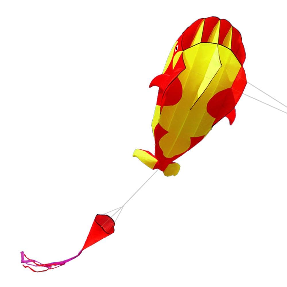 3D Kite Huge Frameless Soft Parafoil Giant Whale Flying Kite red/yellow